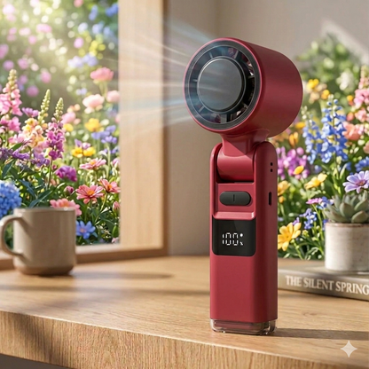Ventilateur à main portable USB rechargeable avec écran et plaque de r
