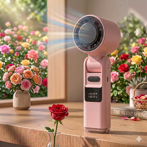 Ventilateur à main portable USB rechargeable avec écran et plaque de r